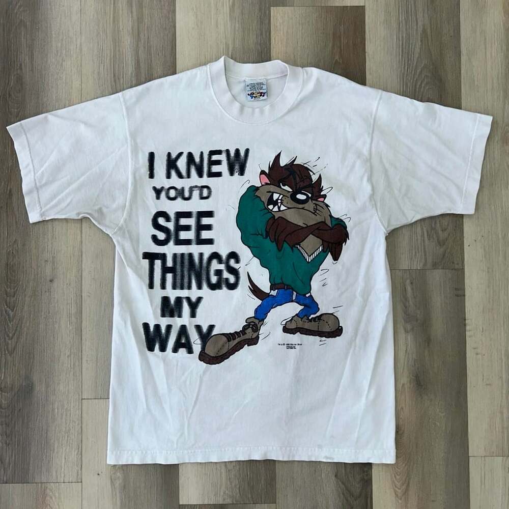 Freeze Looney Tunes Taz T-Shirt Large 1995 Vintage Tasmanian Devil White